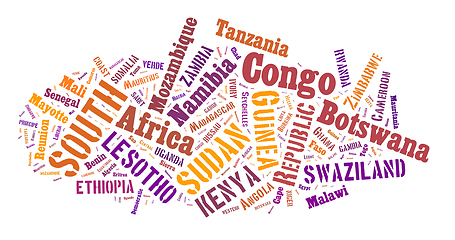 Image showing African words cloud in shape.