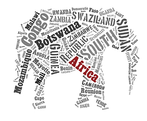 Image showing African words cloud in elephant shape.