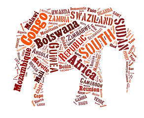 Image showing African words cloud in elephant shape.