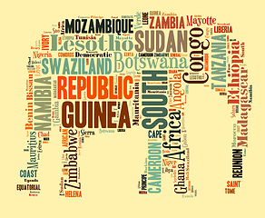 Image showing African words cloud in elephant shape.