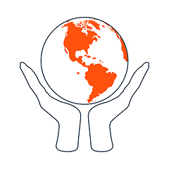 Image showing Hands Holding Planet Icon