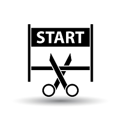 Image showing Scissors Cutting Tape Between Start Gate Icon