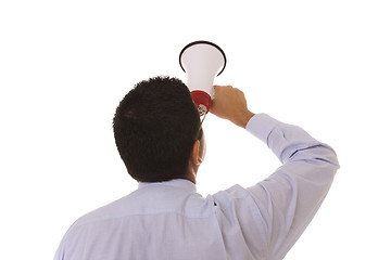 Image showing shouting at the megaphone