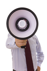 Image showing businessman at the megaphone