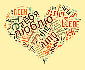 Image showing wordcloud Love you in different languages in heart shape