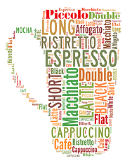 Image showing coffee drinks words cloud collage