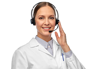 Image showing smiling female doctor with headset