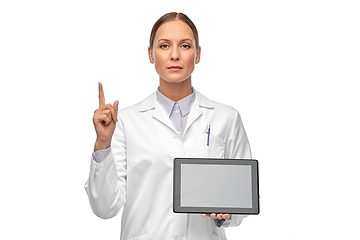 Image showing female doctor or scientist with tablet computer