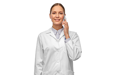 Image showing female doctoror scientist calling on smartphone