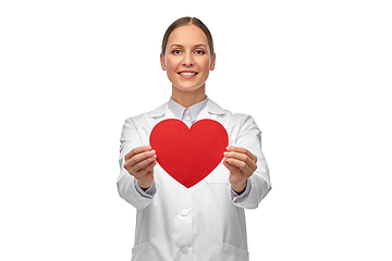 Image showing smiling female doctor with heart