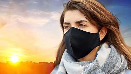 Image showing woman wearing protective reusable barrier mask