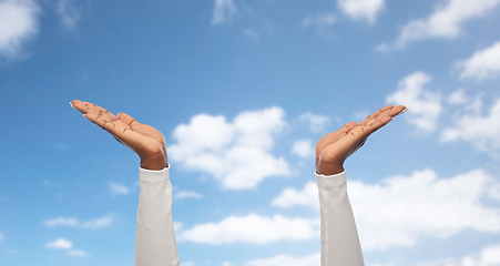 Image showing close up of african american woman clapping hands