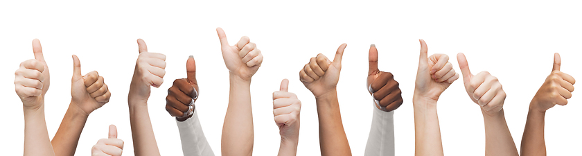 Image showing people with diverse ethnicity showing thumbs up