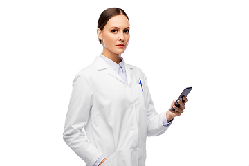 Image showing female doctor with smartphone