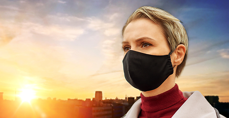 Image showing woman wearing protective reusable barrier mask