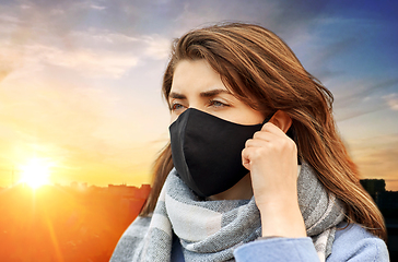 Image showing woman wearing protective reusable barrier mask