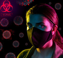 Image showing woman wearing reusable mask protecting from virus