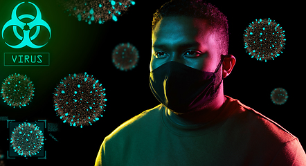 Image showing african american man wearing black reusable mask