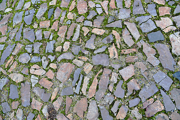 Image showing Old pavement of stones of different colors and sizes