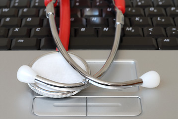 Image showing Stethoscope on Keyboard