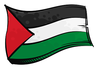 Image showing Painted Palestine flag waving in wind