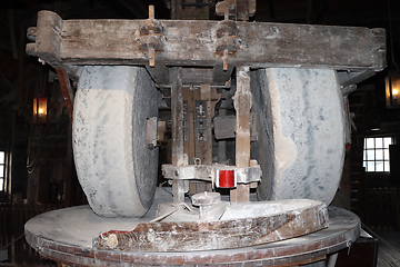 Image showing Old millstone in the windmill in the Netherlands