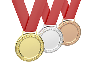 Image showing Gold, silver and bronze medals
