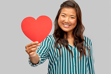 Image showing happy asian woman with red heart