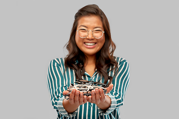 Image showing happy asian woman with glasses