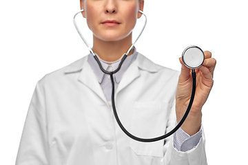 Image showing close up of female doctor with stethoscope