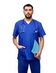 Image showing doctor or male nurse with folder