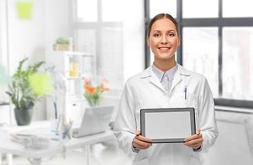 Image showing female doctor with tablet computer at hospital