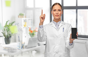 Image showing female doctor with smartphone at hospital