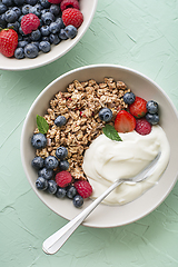 Image showing Oatmeal granola muesli plate