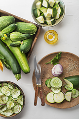 Image showing Vegetable crops zucchini cucumber 