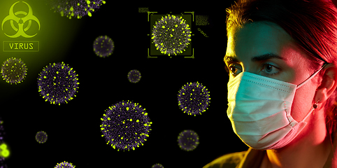 Image showing woman wearing medical mask protecting from virus