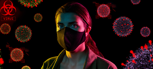 Image showing woman wearing reusable mask protecting from virus