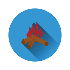 Image showing Flat design icon of camping fire 