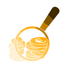 Image showing Magnifying Over Coins Stack Icon