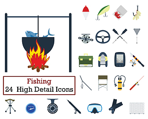 Image showing Set of 24  Fishing Icons