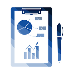 Image showing Writing Tablet With Analytics Chart And Pen Icon