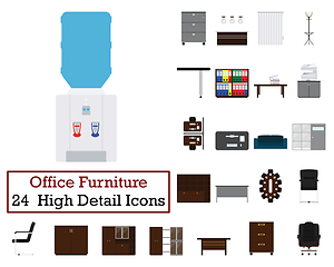 Image showing Set of 24  Office Furniture Icons