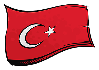 Image showing Painted Turkey flag waving in wind