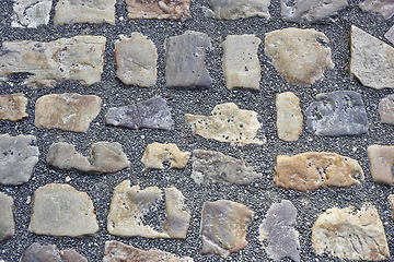 Image showing Paving stones road with gravel