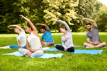 Image showing group of people exercising at summer park