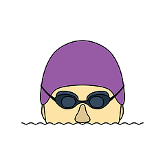 Image showing Flat design icon of Swimming man