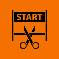 Image showing Scissors Cutting Tape Between Start Gate Icon