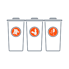 Image showing Garbage Containers With Separated Trash Icon