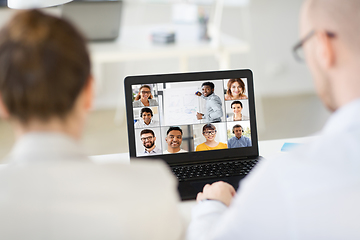 Image showing business team having video conference at office