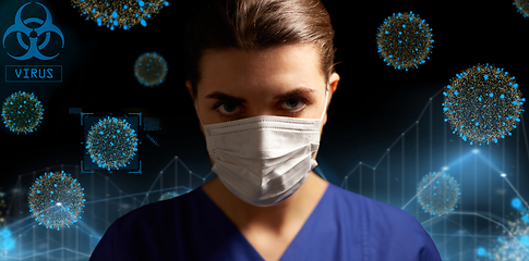 Image showing female doctor or nurse in medical face mask